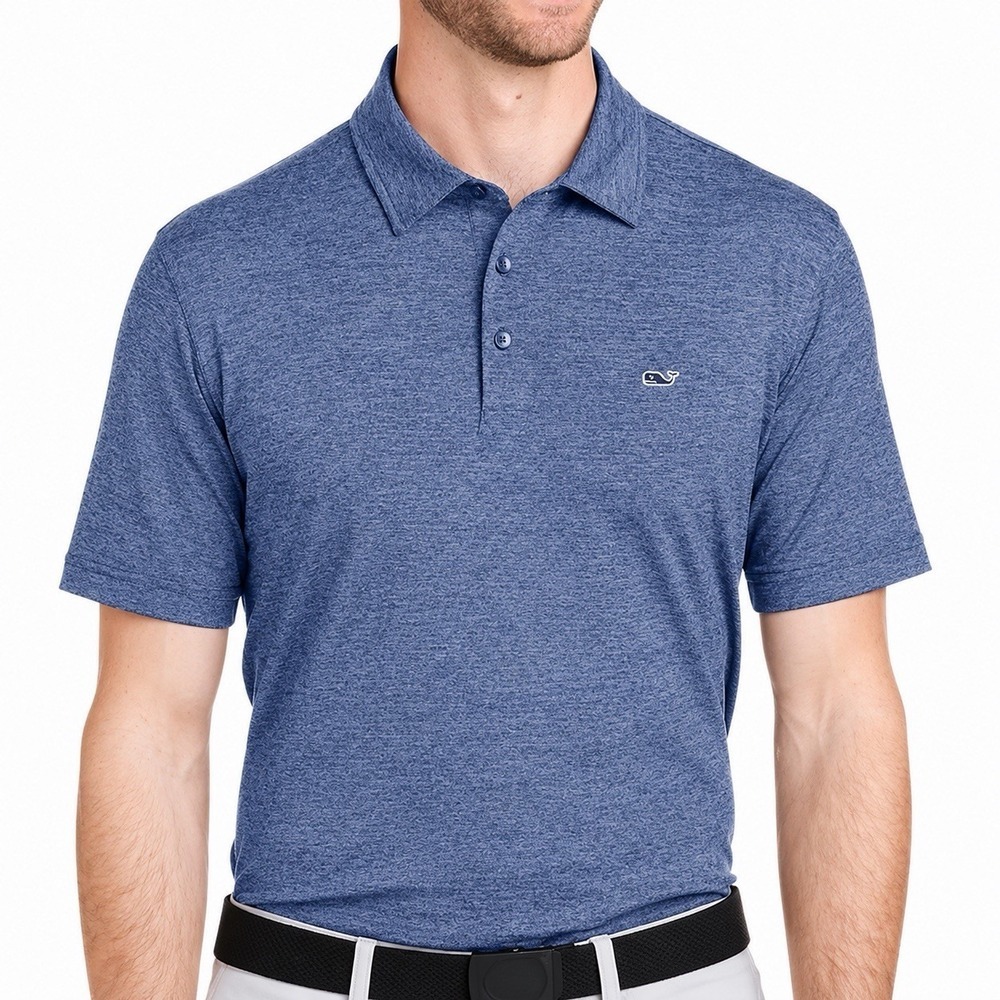 Vineyard Vines Edgartown Polo Shirt XS Blue Heather Pima Cotton Stretch Pocket